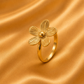 Five Textured Floral Motif Gold Ring