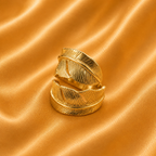 Textured Gold Feather Wrap Ring