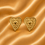 Vintage Heart Gold Stud Earring