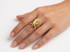 Starfish and Shell Adjustable Gold Ring