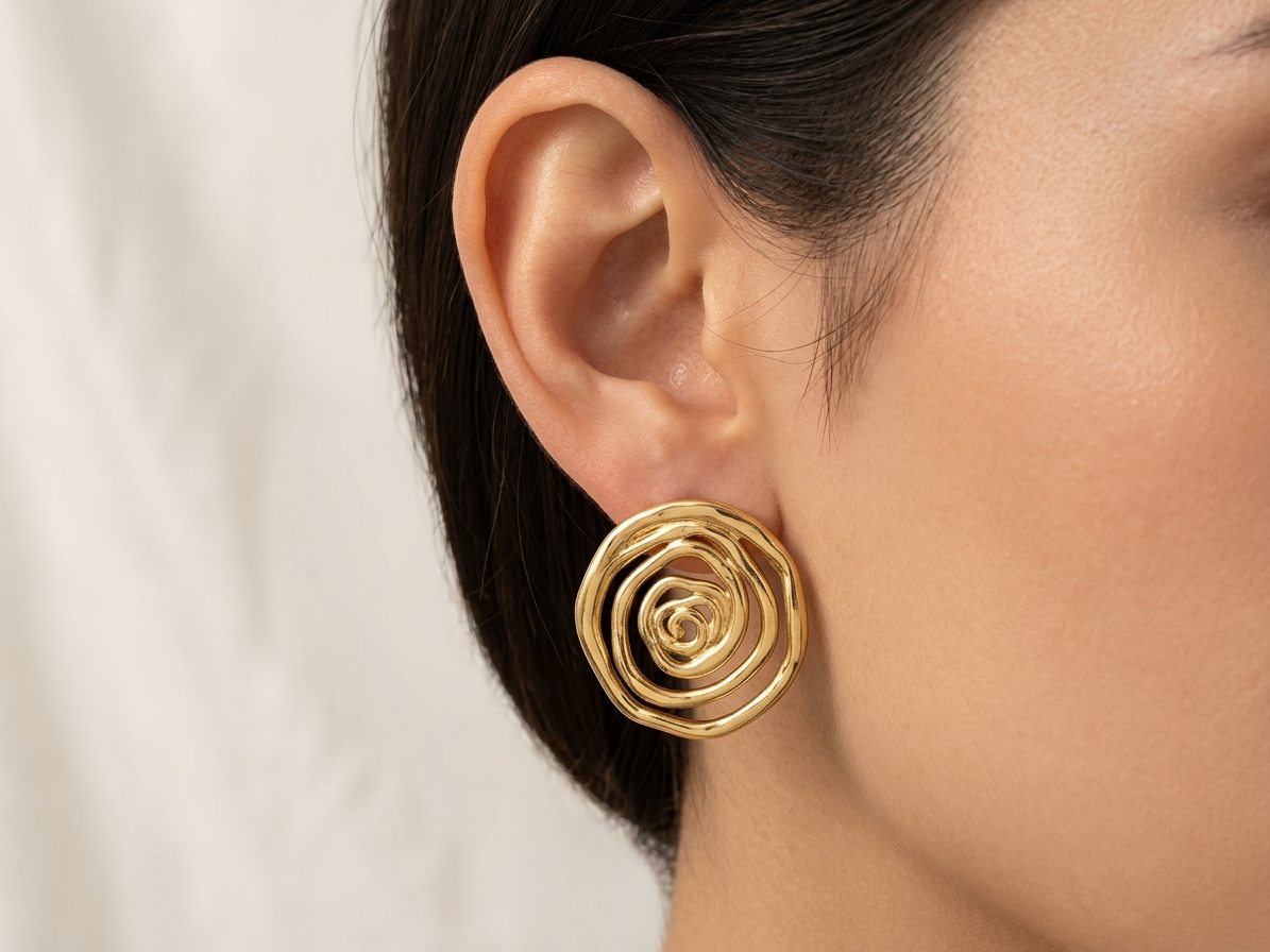 Abstract Spiral Swirl Stud Earrings