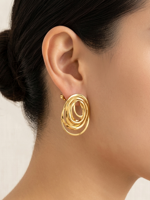 Abstract Sculptural Gold Stud Earring