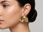 Triple Leaf Cluster Gold Stud Earring