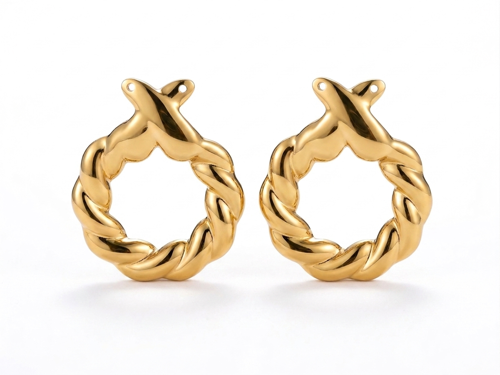 Twisted Rope Gold Hoop Earring