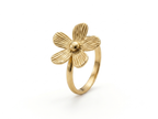 Five Textured Floral Motif Gold Ring