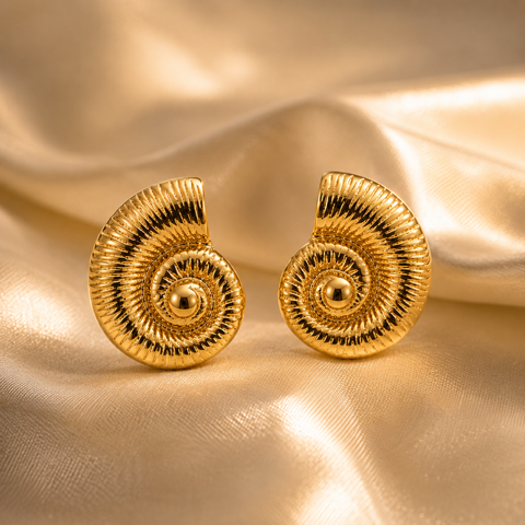 Nautilus Shell Gold Stud Earring