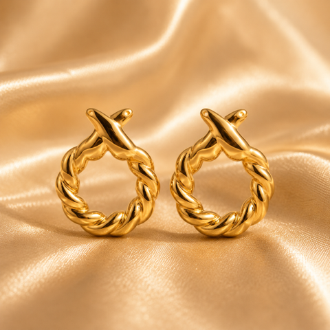 Twisted Rope Gold Hoop Earring