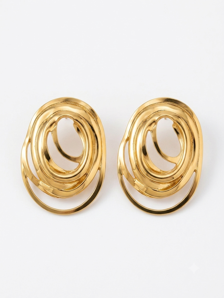 Abstract Sculptural Gold Stud Earring