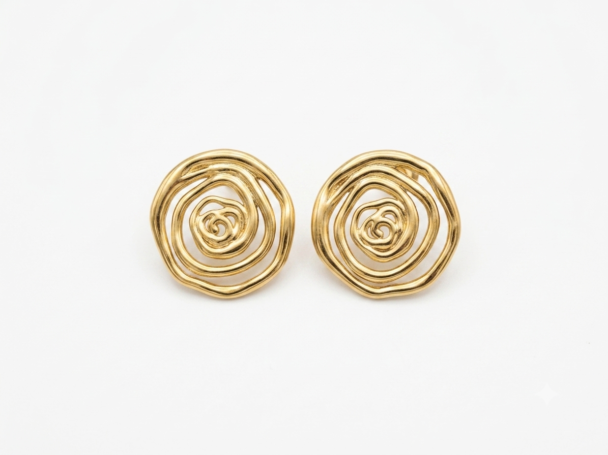Abstract Spiral Swirl Stud Earrings