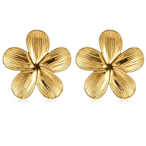 Five-Petal Gold Flower Stud Earring