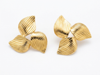 Triple Leaf Cluster Gold Stud Earring