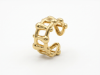 Geometric Gold Lattice Open Cuff Ring