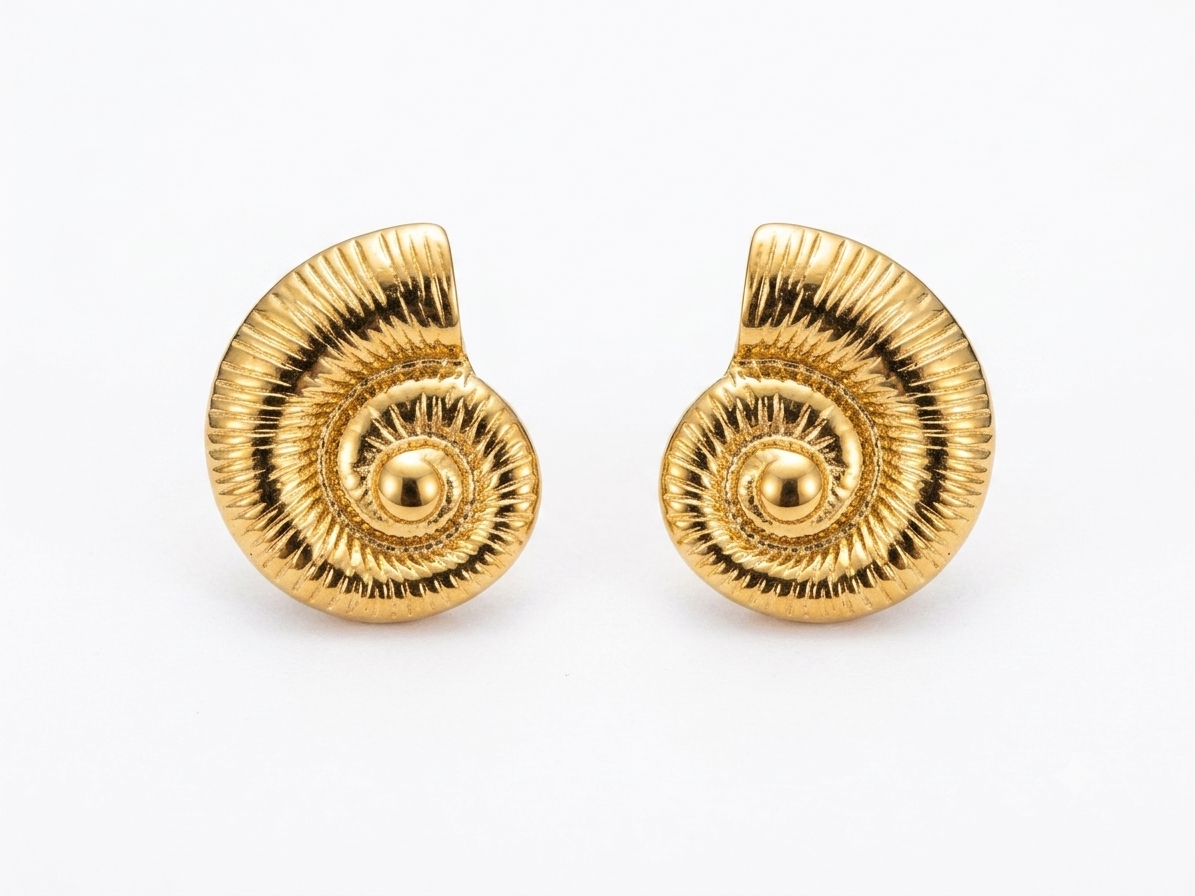 Nautilus Shell Gold Stud Earring