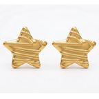 Textured Star Gold Stud Earring