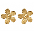 Textured Gold Floral Stud Earring